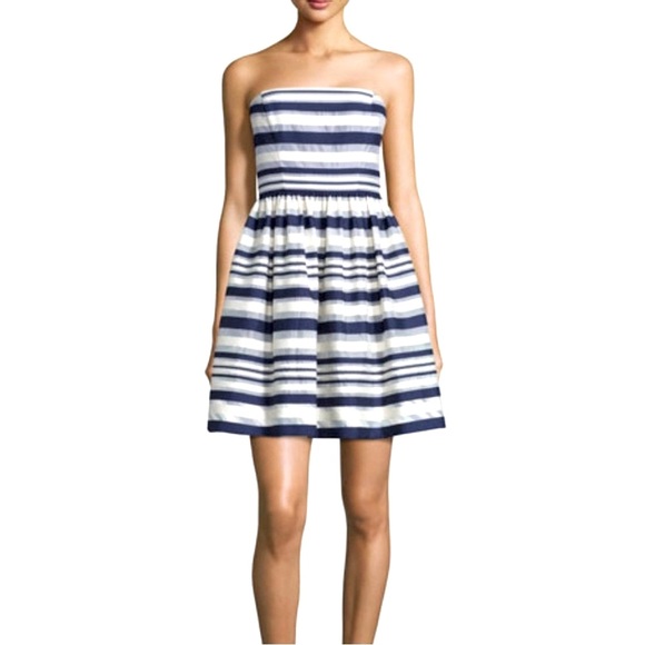 ERIN Erin Featherston CAROLINA Navy Striped Dress 8 - Picture 3 of 10